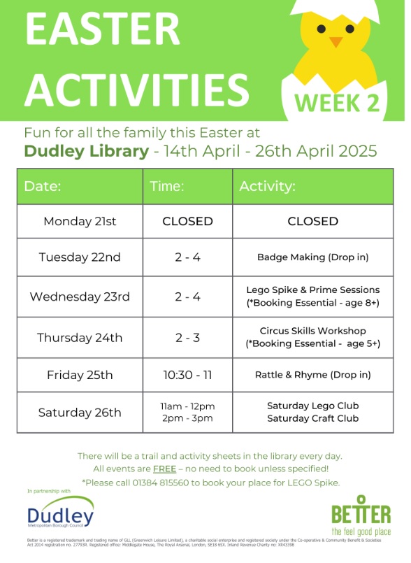 Dudley Library event 26 April 2025